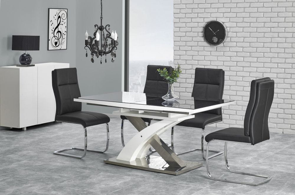 Halmar Rozkladacia jedálenský stôl Sandor 2, čierna / biela